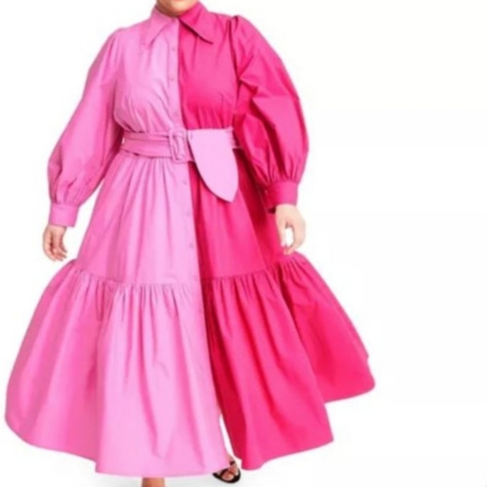 24w/26w Christopher John Rogers x Target Pink Shirt Dress